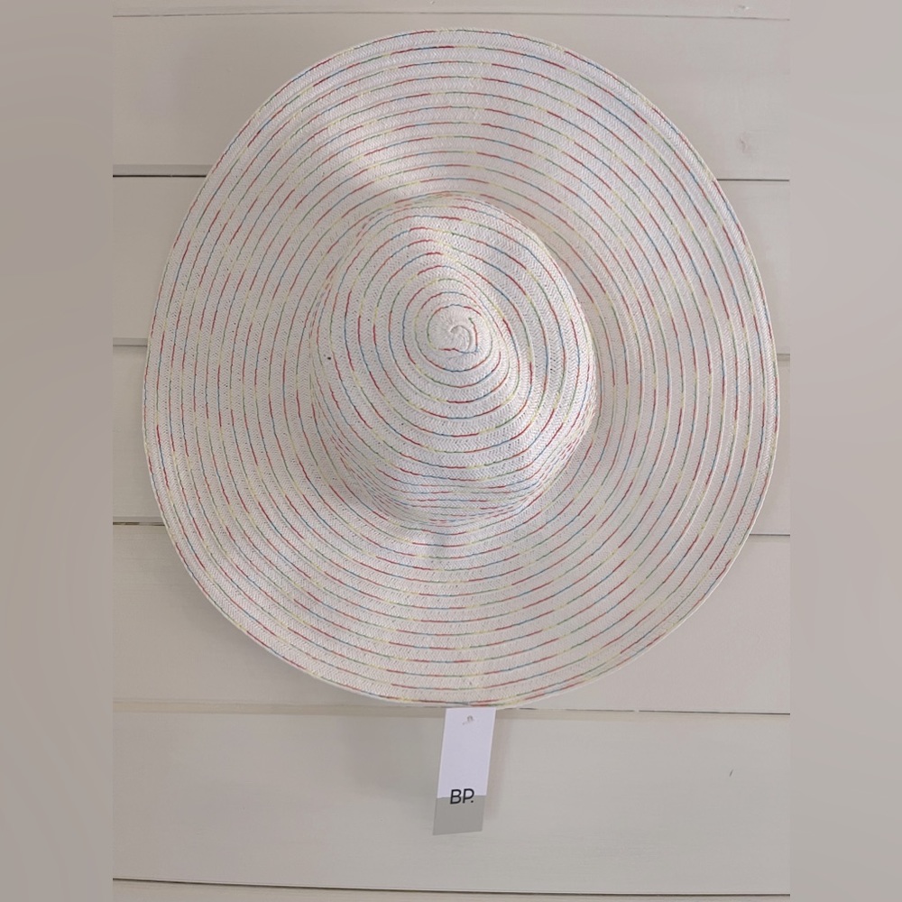 NWT BP. Nordstrom Floppy Straw Sun Hat White Rainbow